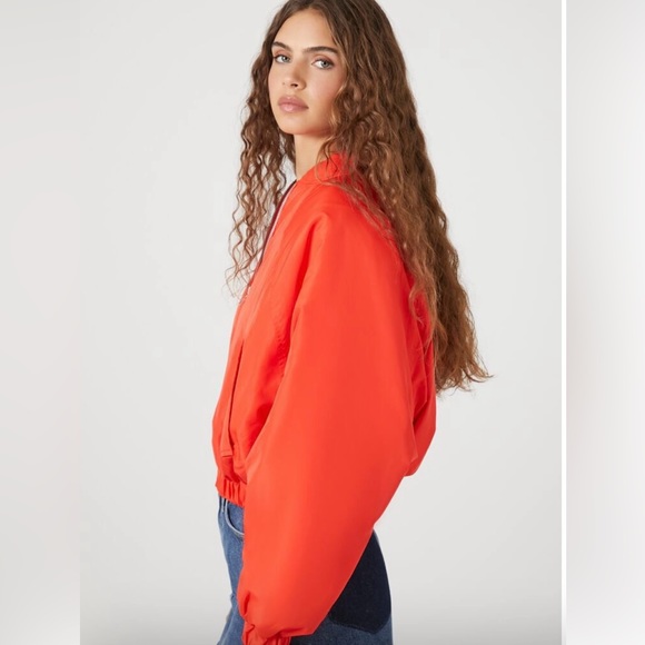 Forever 21 Orange Crop Bomber Jacket - Picture 2 of 15